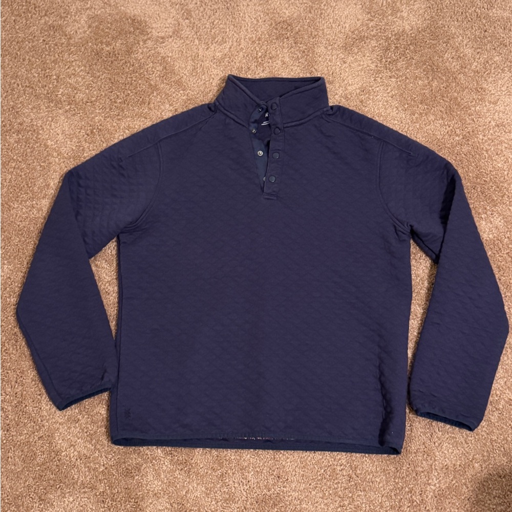 RHONE Men’s Quilted Quarter Snap Shirt Jacket Navy Blue